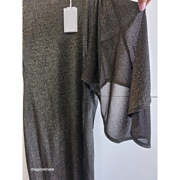 BNWT Ted Baker London Monyca Black Gold Metallic One Shoulder Draped Dress - Picture 8 of 16